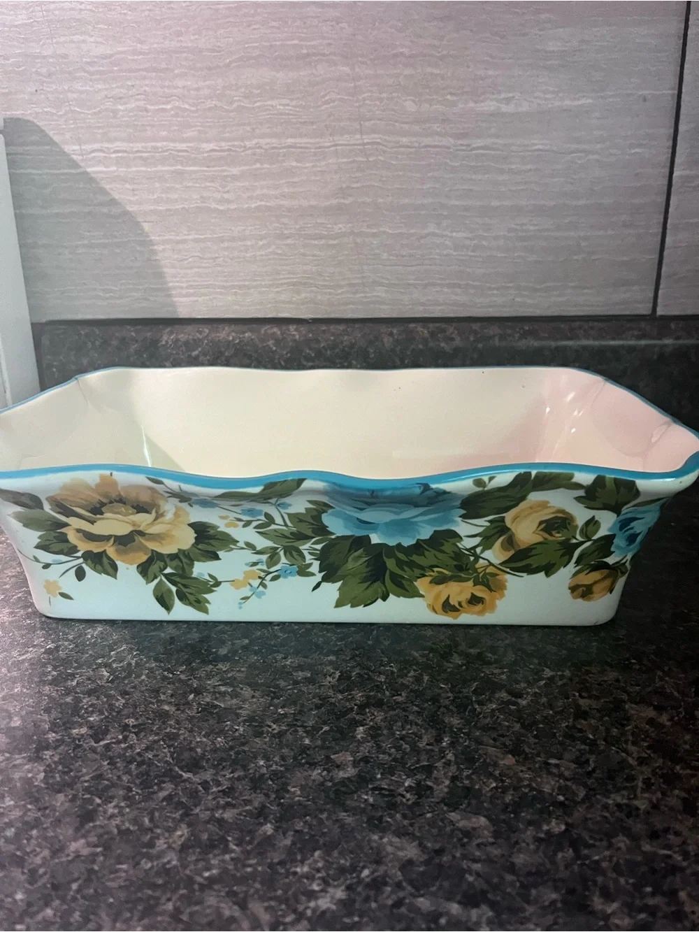 The Pioneer Woman Floral Ceramic Baker - Blue & Yellow Roses
